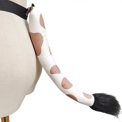 Cow Costume Set - Cow Ears Headband, Gloves and Tail for Halloween Cosplay