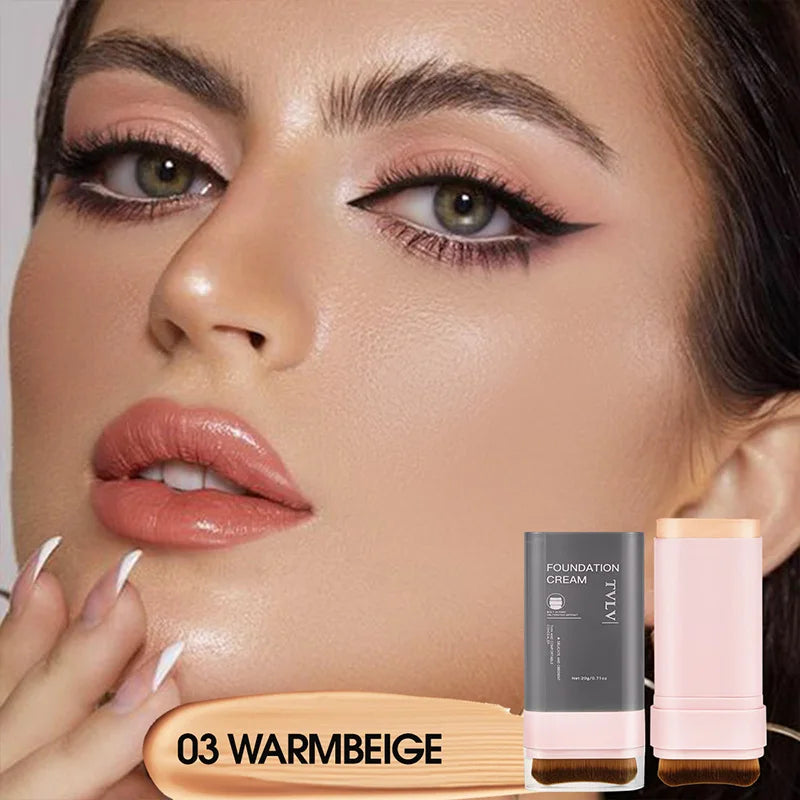 TVLV Concealing Foundation Stick — 5 Shades with Built-In Brush, Lightweight Cream Finish, Waterproof Makeup