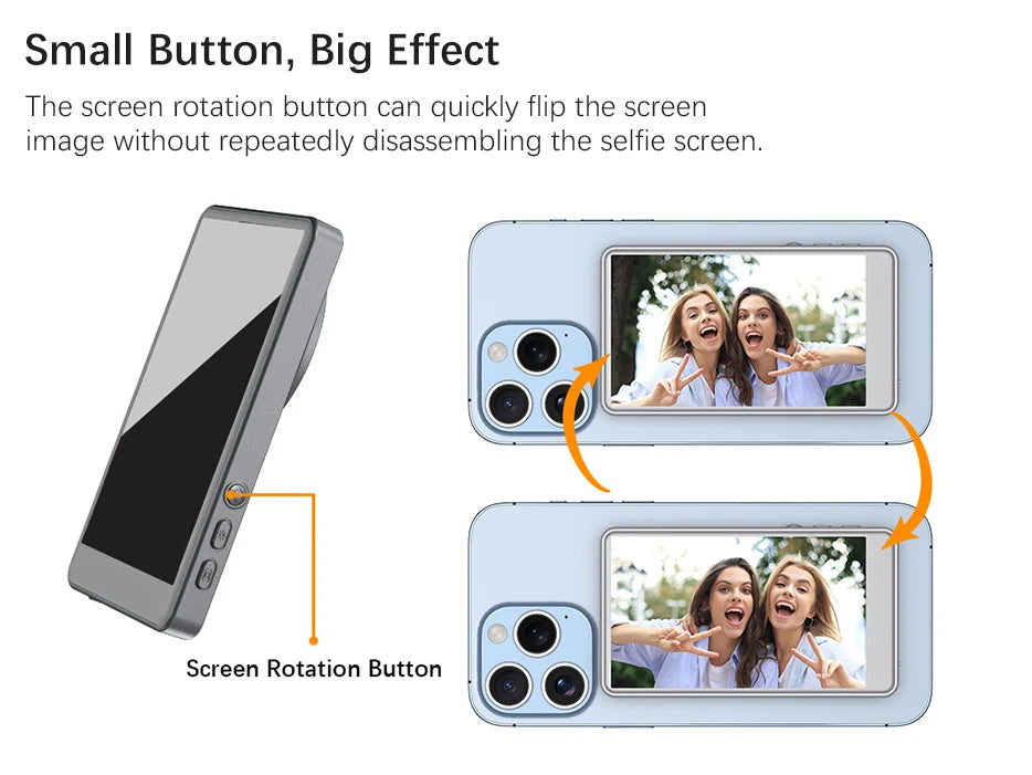 Vlog Selfie Monitor Screen for Phone – Rear Camera Display with MagSafe Magnetic Mount and Wireless Connection for Live Streaming