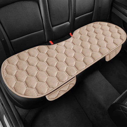Winter Plush Car Seat Cushion Set - Warm Anti-Slip Grid Seat and Backrest Covers, 3-Piece Set for Cold Weather Comfort