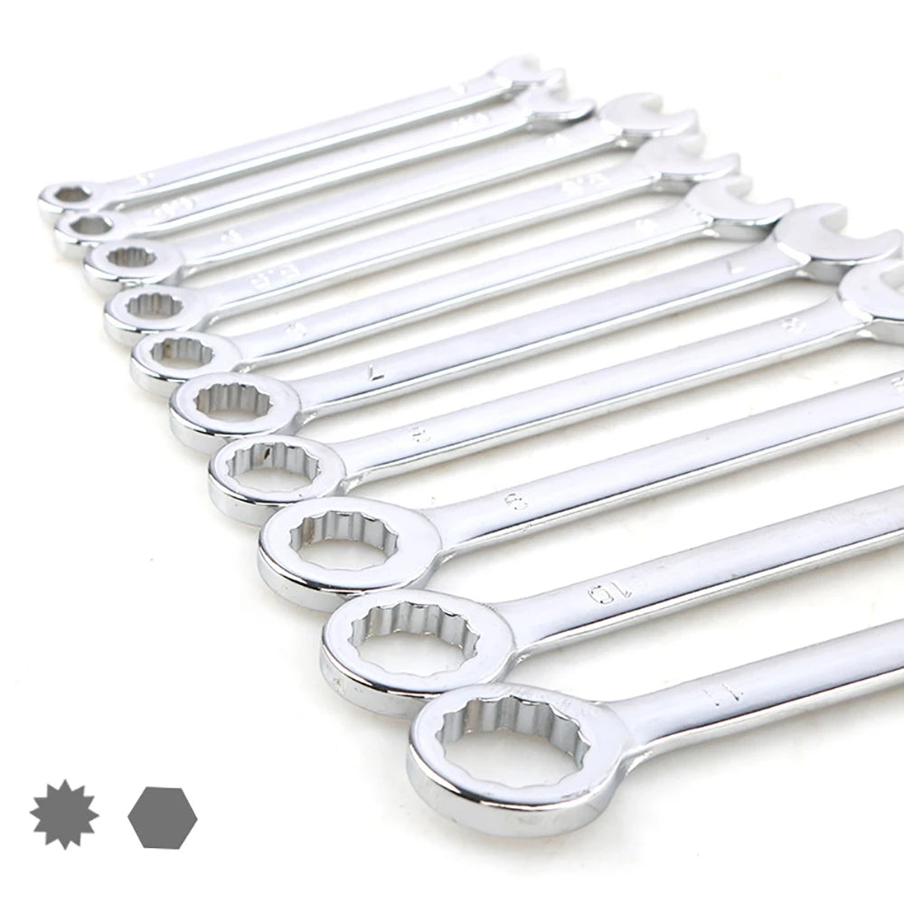 10-Piece Mini Spanner Wrench Set - 4–11mm Metric and British Pocket Hand Tools with Key Ring
