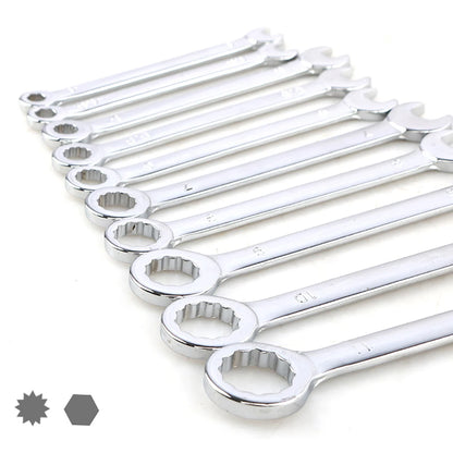 10-Piece Mini Spanner Wrench Set - 4–11mm Metric and British Pocket Hand Tools with Key Ring