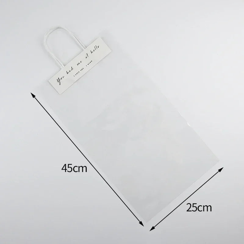 5/10PCS Transparent Flower Wrapping Bags – Gift Packaging with Handle for Weddings, Birthdays, Candy & Flower Box Decor