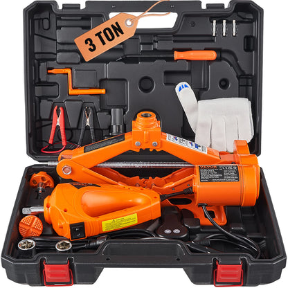 VEVOR 3 Ton Electric Car Jack – 12V Scissor Jack with Impact Wrench for SUV & Truck Tire Changes