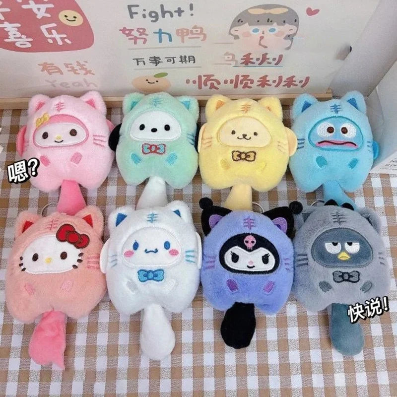 Sanrio Plush Doll Keychain Set – Melody, Cinnamoroll & Pochacco Cute Bag Pendant Gifts for Kids