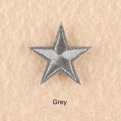10Pcs Mini Star Embroidery Iron-On Patches – DIY Clothing Appliques Pentagram Stickers for Jackets, Jeans & Bags (Black, White, Gold)