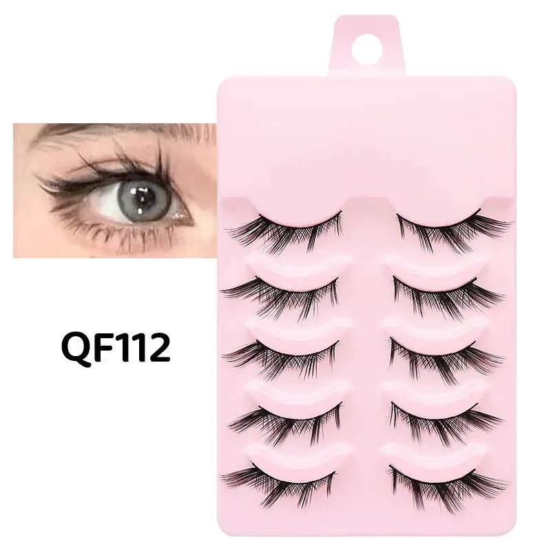 DINGSEN 5 Pairs Manga Style False Eyelashes — Soft, Natural, Long Anime Wispy Strip Lashes for Makeup