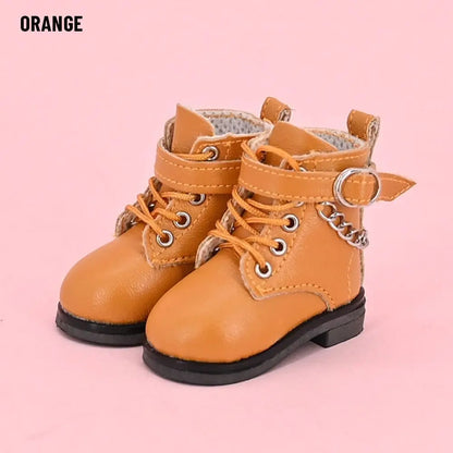 5–15cm Fashion Doll Leather Shoes – Casual Cotton Boots with Chain for 1/6 BJD Dolls