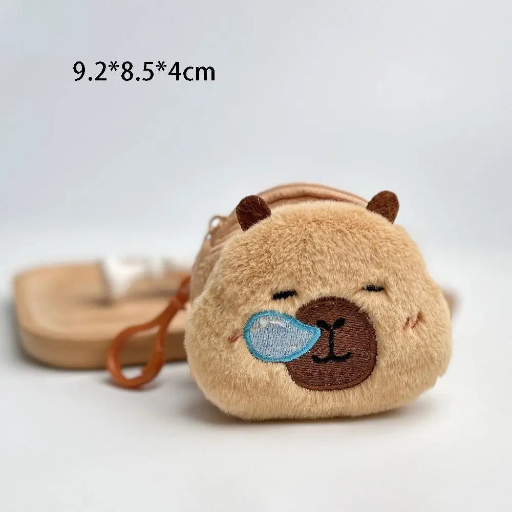 Creative Capybara Anime Plush Coin Purse – Kawaii Mini Round Cartoon Bag Pendant