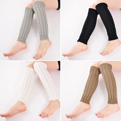 Vintage Women's Warm Crochet Knit Cable Leg Warmers - Thermal Boot Covers for Winter