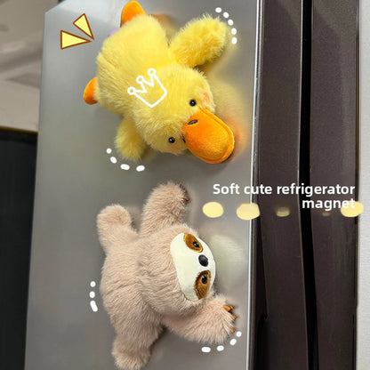 Cartoon Plush Refrigerator Magnet - Cute Animal Magnetic Decor for Car Dashboard, Lockers & Home