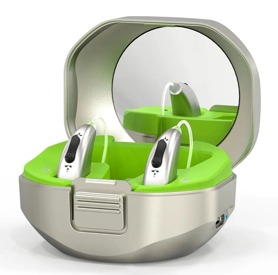 2024 Bluetooth Hearing Aid – ELHearing Rechargeable Mini Device with Programmable Digital Features & Portable Charging Case