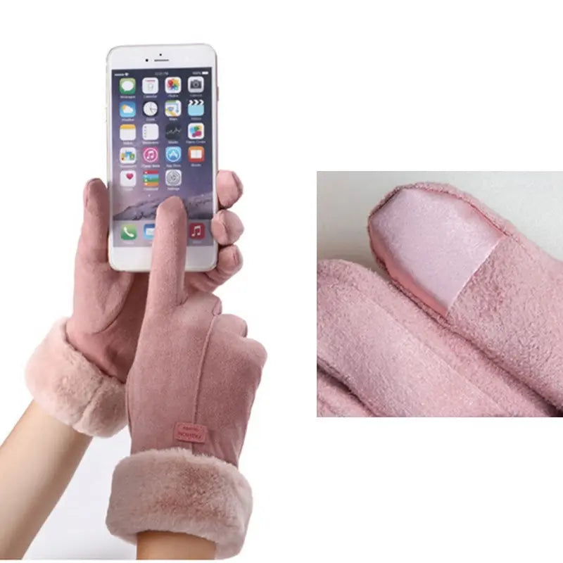 Cute & Warm: New Fashion Furry Gloves for Autumn Winter - Full Finger Mittens for Women's Outdoor Sports, Touch Screen Compatible