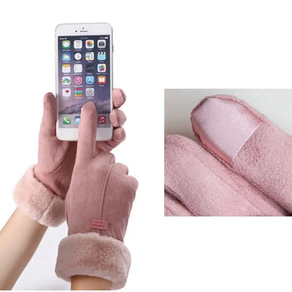 Cute & Warm: New Fashion Furry Gloves for Autumn Winter - Full Finger Mittens for Women's Outdoor Sports, Touch Screen Compatible