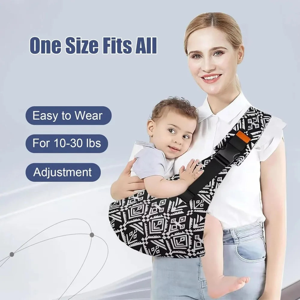 Adjustable Baby Carrier Crossbody Wrap - Portable Toddler Hip Seat Sling Bag for Travel & Newborns