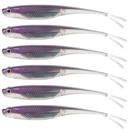 Dr.Fish 5/6pcs Soft Fishing Lures — Saltwater Silicone Fork Tail Drop Shot Baits for Bass, Trout, Pike, Walleye, Weedless