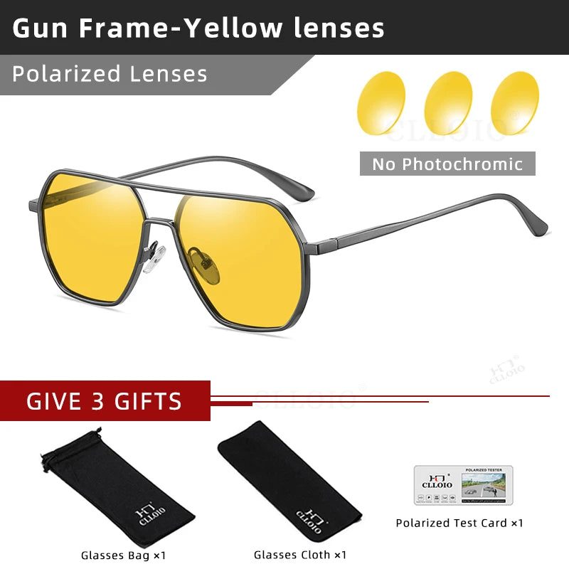 CLLOIO Anti-Glare Day & Night Vision Glasses – Polarized Photochromic UV400 Driving Sunglasses for Men & Women