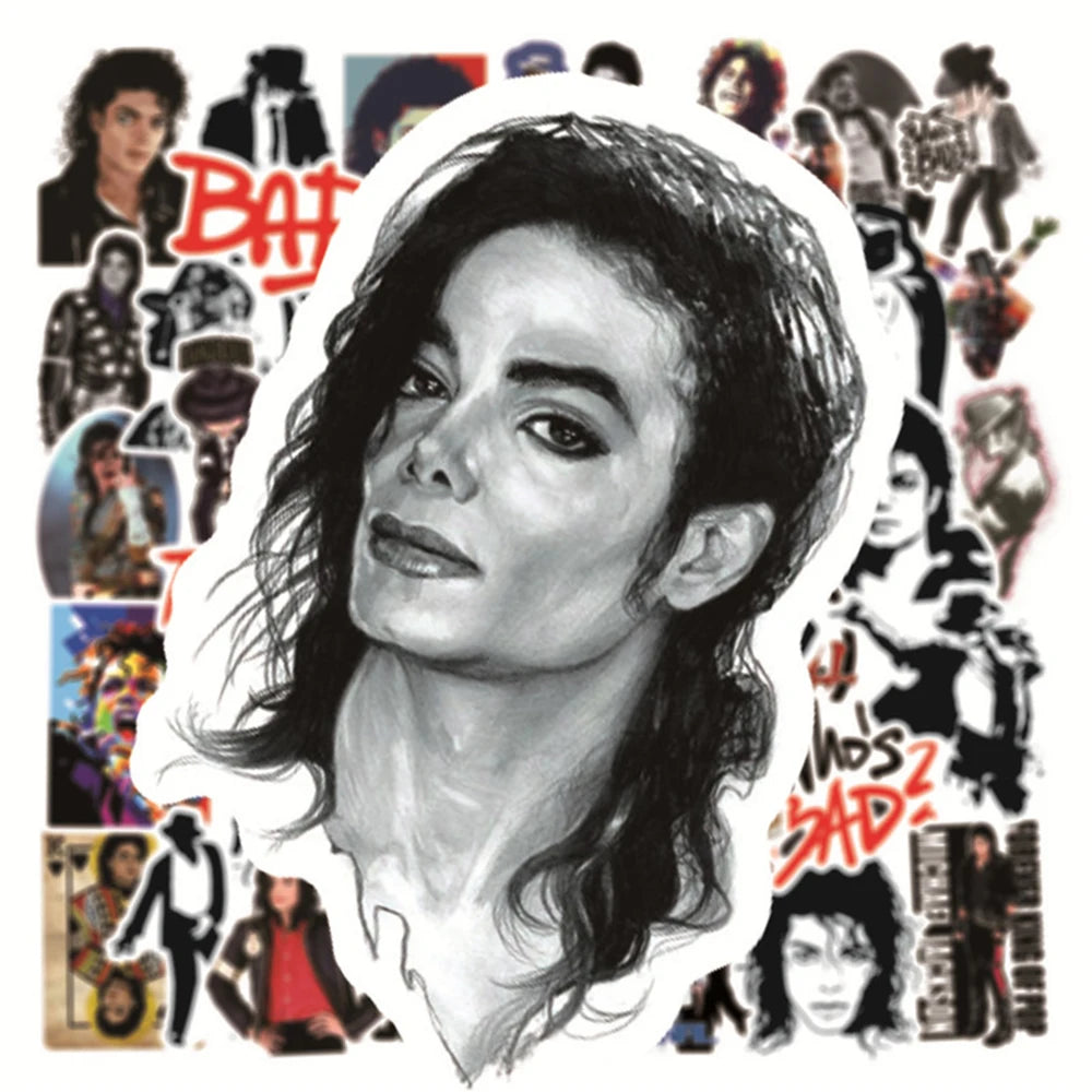 Michael Jackson Rock Star Stickers - 10/30/50pcs Cool Graffiti Vinyl Decals for Skateboards, Laptops, Luggage & Phones