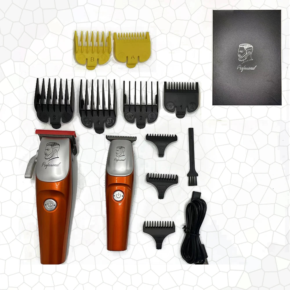 Professional Men’s Hair Clipper Set - Vintage 6500RPM Low-Noise Ceramic Blade Trimmer for Home & Salon Use
