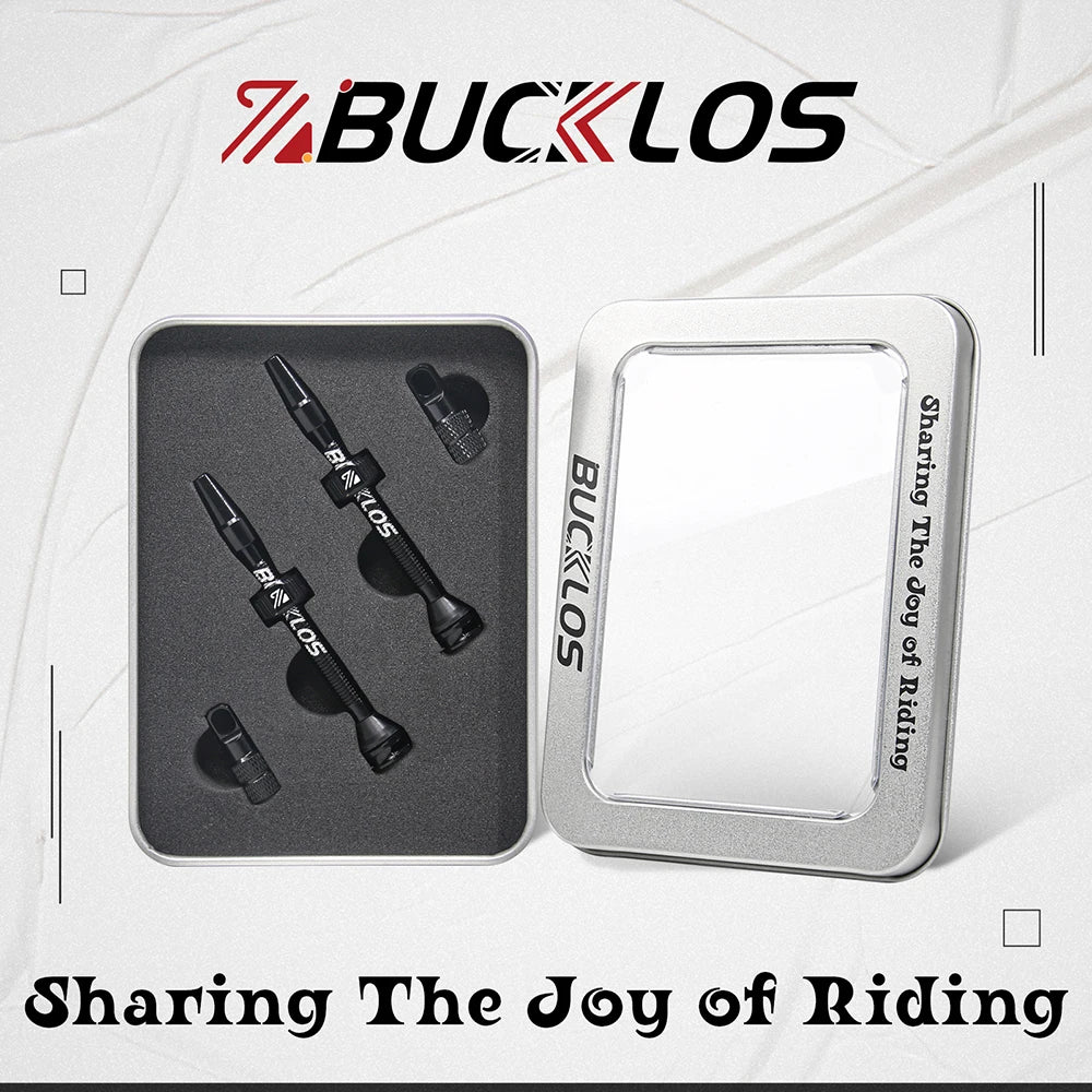 BUCKLOS Tubeless Presta Valves 40–100mm — Aluminum Alloy Bike Valve Stem for Road & MTB