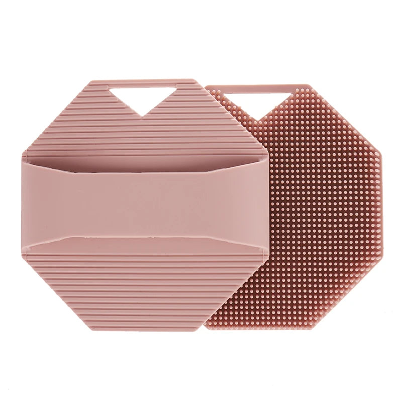 Silicone Body Scrubber with Natural Bristles – Skin Exfoliating Shower Sponge & Bath Brush