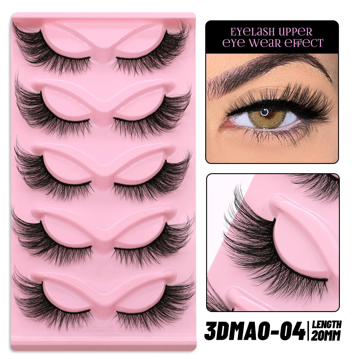 GROINNEYA Cat Eye False Eyelashes – Natural Long Clear Band Winged End Faux Mink Lashes for Eye-Enhancing Makeup