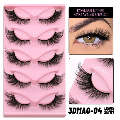 GROINNEYA Cat Eye False Eyelashes – Natural Long Clear Band Winged End Faux Mink Lashes for Eye-Enhancing Makeup