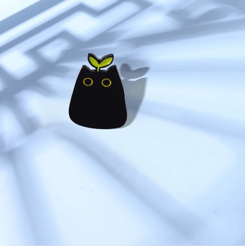 Cute Black Cat Enamel Pin – Cartoon Animal Metal Brooch Badge Jewelry Gift for Kids Punk Style