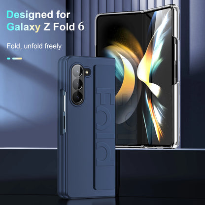 Matte Hard PC Silicone Wrist Strap Case for Samsung Galaxy Z Fold 3-7 – Elastic Armor Cover with Grip & Wristband