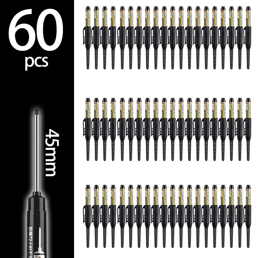 45mm Deep-Hole Carpenter Marker Pen - Long-Nib Woodworking Marking Pen for Measuring & Construction