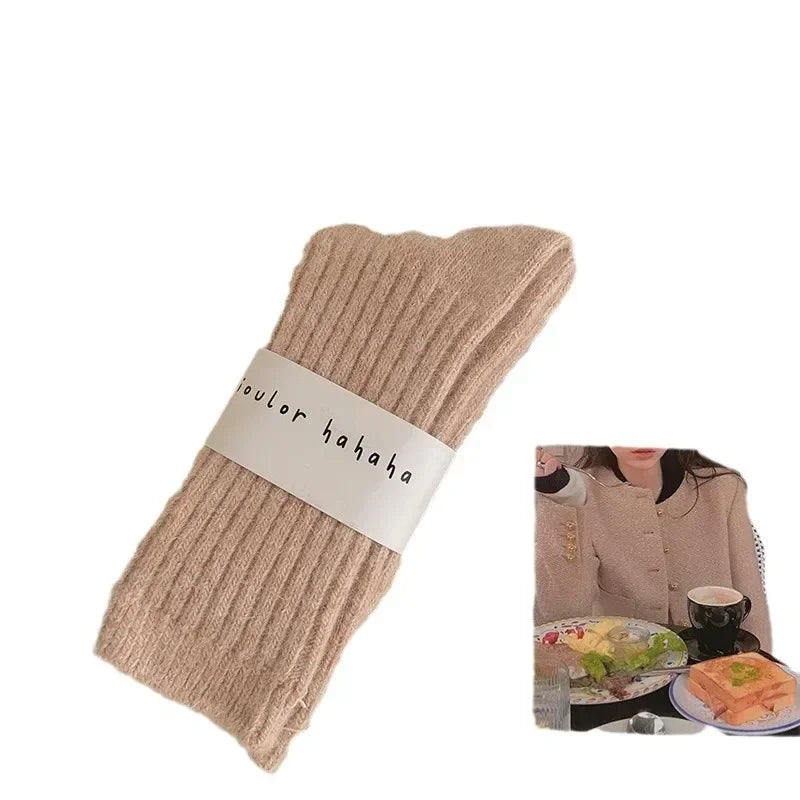 Winter Cashmere Wool Socks for Women – Warm Thicken Thermal Long Socks, Japanese Harajuku Style