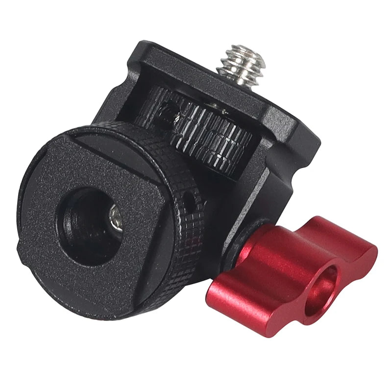 Mini Monitor Mount Holder – Swivel & Tilt Tripod Head with Cold Shoe Adapter for Flash, Microphone, and Fill Light