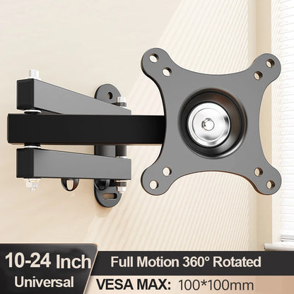 20° Tiltable & 360° Rotatable TV Wall Mount Bracket – Universal Stand for 14-24" Monitors & Flat Panel Displays