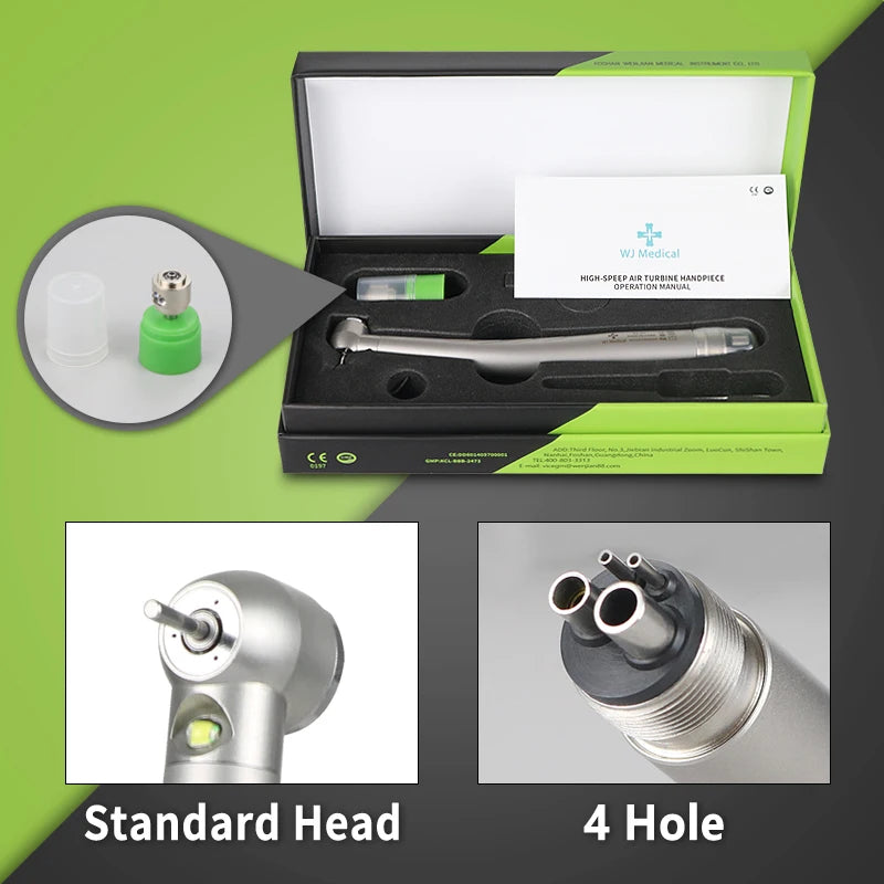 Dental LED High-Speed Handpiece — E-Generator Air Turbine with Push Button, Triple Water Spray & Dentist Tips Model B2 M4