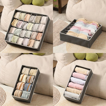 Sock & Underwear Organizer Drawer Divider – Foldable Closet Storage Bins for Bra, Underpants, Scarves, and Ties