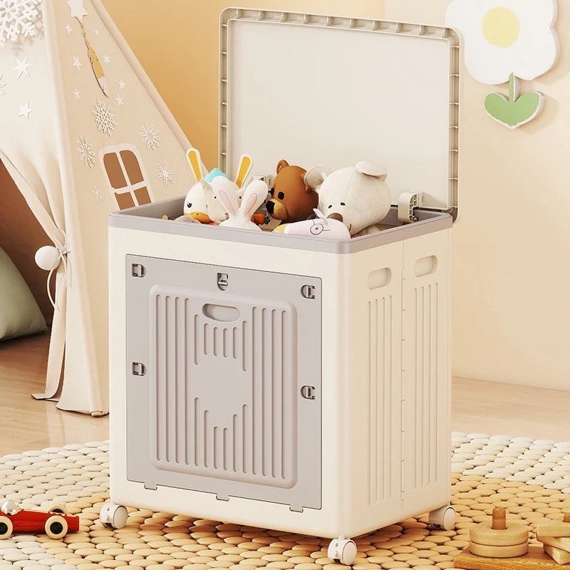 Foldable Storage Bin with Wheels - Large Capacity Organizer for Clothes, Quilts & Toys