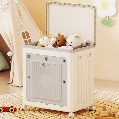 Foldable Storage Bin with Wheels - Large Capacity Organizer for Clothes, Quilts & Toys