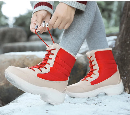 Women's Winter Snow Boots – Plush Lined Platform Flat Casual Shoes for Warmth and Comfort