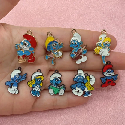 10-Piece Cartoon Anime Alloy Charms - Drip Oil Pendants for DIY Jewelry, Keychains, Earrings & Bag Accessories