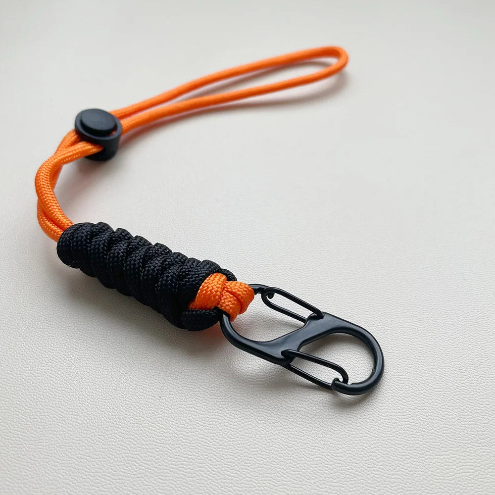 Woven Umbrella Rope Keychain - Outdoor Wrist Strap with Buckle for Car Keys & Gear