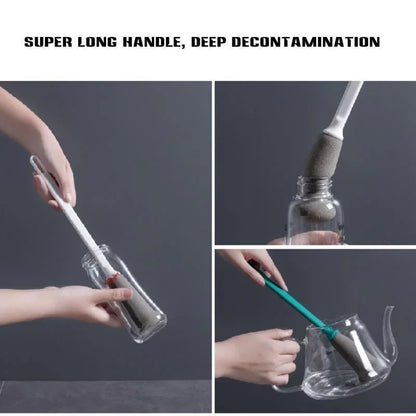 Long Handle Sponge Brush - Kitchen Cleaning Tool for Bottles, Cups, Jugs, and Beer Glasses