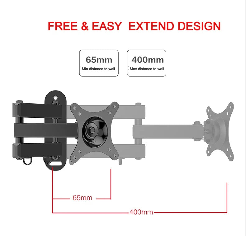 20° Tiltable & 360° Rotatable TV Wall Mount Bracket – Universal Stand for 14-24" Monitors & Flat Panel Displays