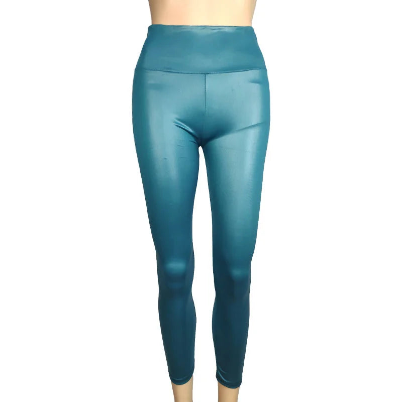 Women’s High Waisted Faux Leather Leggings – Sexy Tight Colorful Yoga Pants for Women