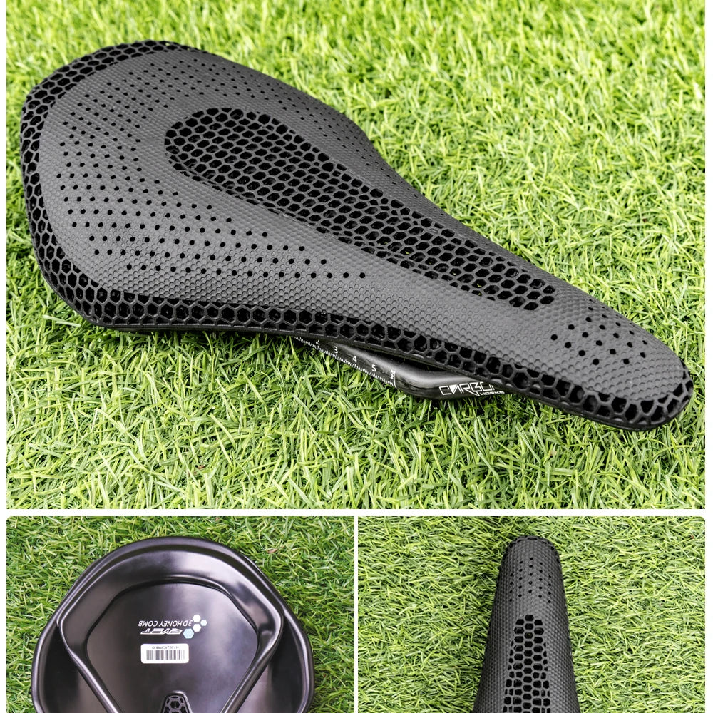 RYET Ultra Full Carbon 3D Printed Bike Saddle — 145mm Lightweight MTB Seat with High Modulus Carbon Fiber Base