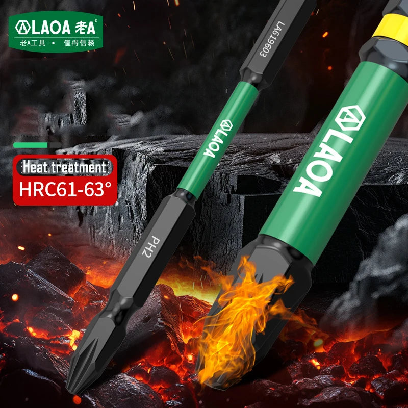 LAOA 2-Piece Alloy Steel Magnetic Impact Driver Bits - Impact-Resistant Cross & Hex Socket Bits
