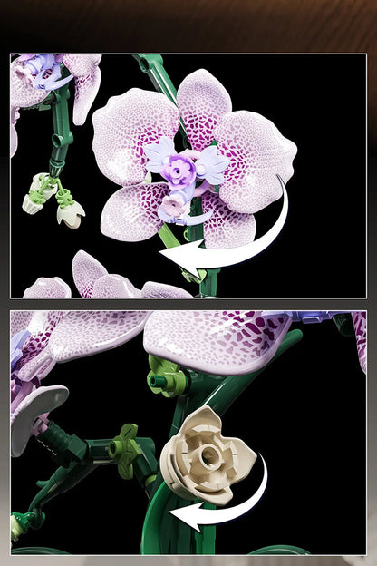 Orchid Cymbidium Building Blocks Set – DIY Potted Phalaenopsis Flower Simulation Toy for Valentine’s Gift