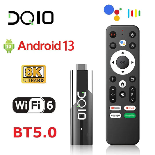 LEMFO DQ10 ATV Mini TV Stick – Android 13, 8K Video, 4K Wifi6, Voice Remote Smart TV Box