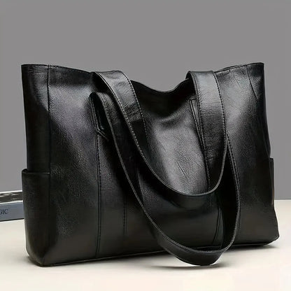 Vintage Large Capacity Tote Bag - Retro Vegan Shoulder Bag for Women, Casual Handbag for Commute