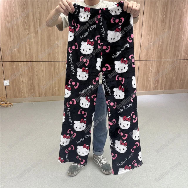 Y2K Hello Kitty Pajama Pants – Sanrio Anime Women’s Cartoon Sleepwear, Fashionable Home Leisure Trousers