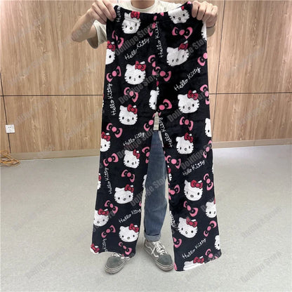 Y2K Hello Kitty Pajama Pants – Sanrio Anime Women’s Cartoon Sleepwear, Fashionable Home Leisure Trousers